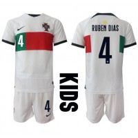 Portugal Ruben Dias #4 Udebanesæt Børn VM 2022 Kortærmet (+ Korte bukser)